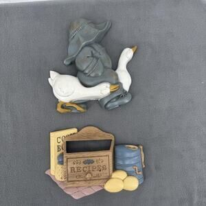 Vintage Burwood Geese Kitchen Wall Plaques Country Boy Recipes Farmhouse Decor